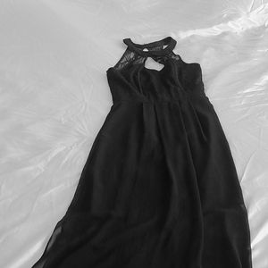 Long sheer maxi dress with lace detail front &back